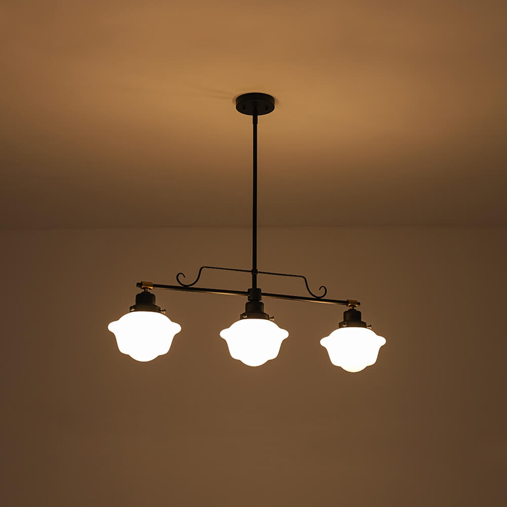Vintage Schoolhouse Style 3 - Light Glass Chandelier - LightfixturesUAE