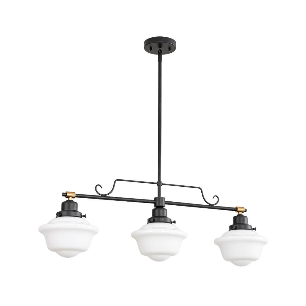 Vintage Schoolhouse Style 3 - Light Glass Chandelier - LightfixturesUAE