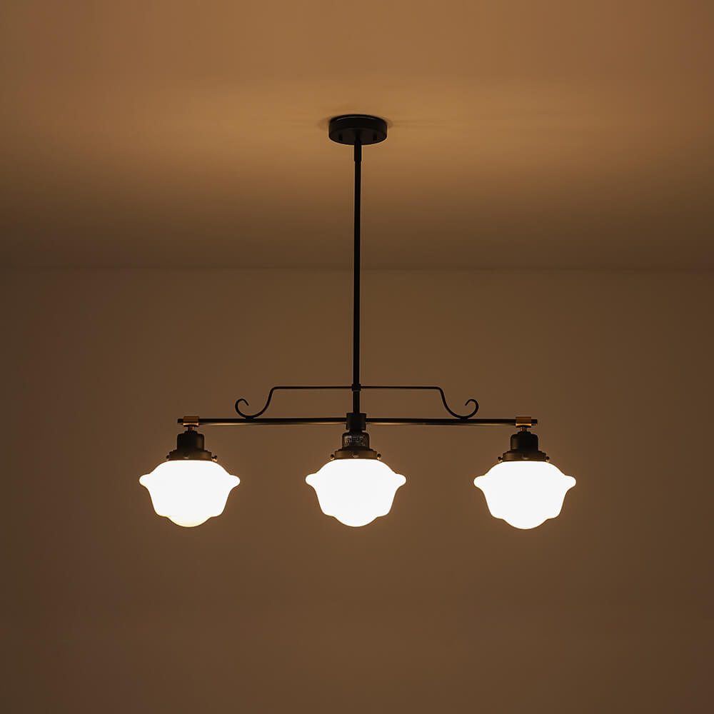 Vintage Schoolhouse Style 3 - Light Glass Chandelier - LightfixturesUAE
