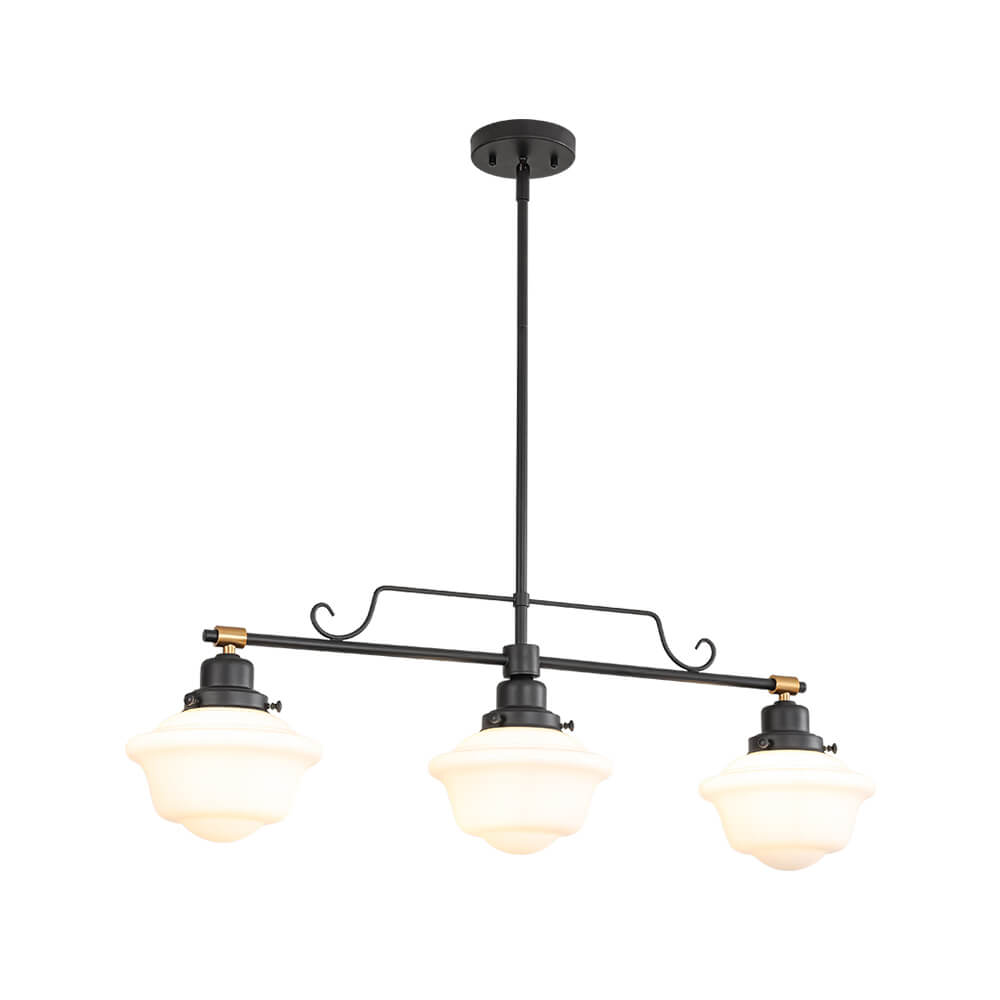 Vintage Schoolhouse Style 3 - Light Glass Chandelier - LightfixturesUAE