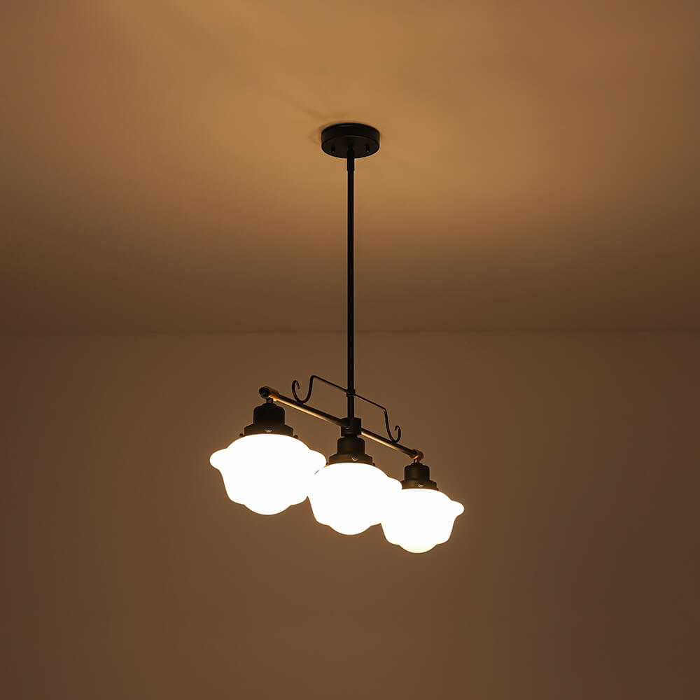 Vintage Schoolhouse Style 3 - Light Glass Chandelier - LightfixturesUAE