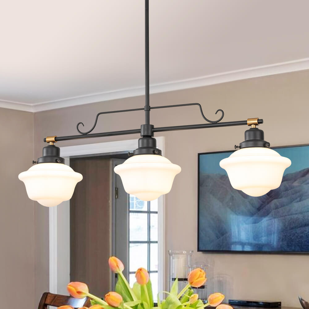 Vintage Schoolhouse Style 3 - Light Glass Chandelier - LightfixturesUAE