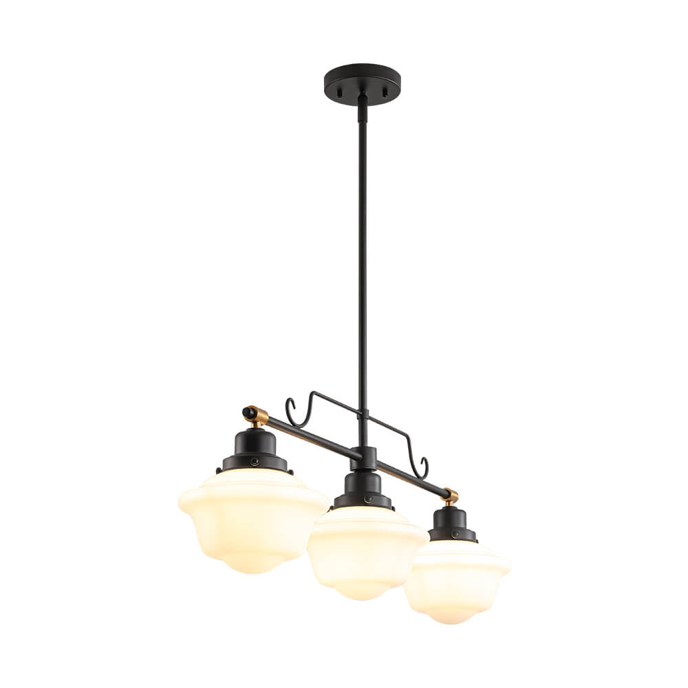 Vintage Schoolhouse Style 3 - Light Glass Chandelier - LightfixturesUAE