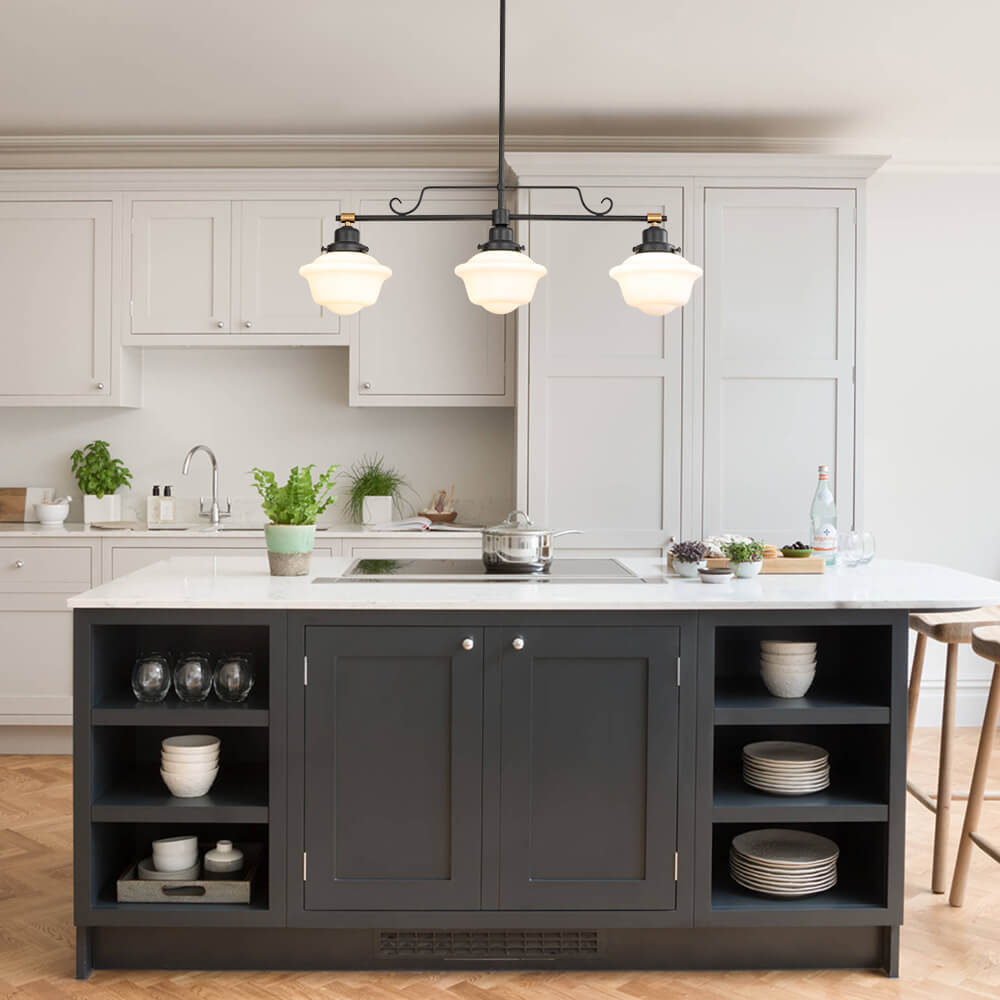 Vintage Schoolhouse Style 3 - Light Glass Chandelier - LightfixturesUAE