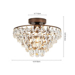 Vintage Single - Light Pyramid - Shape Teardrop Crystal Metal Semi Flush Mount Ceiling Light - LightfixturesUAE