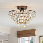 Vintage Single - Light Pyramid - Shape Teardrop Crystal Metal Semi Flush Mount Ceiling Light - LightfixturesUAE