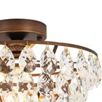 Vintage Single - Light Pyramid - Shape Teardrop Crystal Metal Semi Flush Mount Ceiling Light - LightfixturesUAE