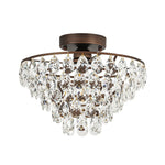 Vintage Single - Light Pyramid - Shape Teardrop Crystal Metal Semi Flush Mount Ceiling Light - LightfixturesUAE