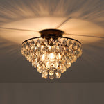 Vintage Single - Light Pyramid - Shape Teardrop Crystal Metal Semi Flush Mount Ceiling Light - LightfixturesUAE