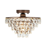 Vintage Single - Light Pyramid - Shape Teardrop Crystal Metal Semi Flush Mount Ceiling Light - LightfixturesUAE