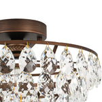 Vintage Single - Light Pyramid - Shape Teardrop Crystal Metal Semi Flush Mount Ceiling Light - LightfixturesUAE