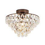 Vintage Single - Light Pyramid - Shape Teardrop Crystal Metal Semi Flush Mount Ceiling Light - LightfixturesUAE