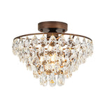 Vintage Single - Light Pyramid - Shape Teardrop Crystal Metal Semi Flush Mount Ceiling Light - LightfixturesUAE