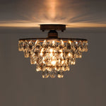 Vintage Single - Light Pyramid - Shape Teardrop Crystal Metal Semi Flush Mount Ceiling Light - LightfixturesUAE