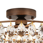 Vintage Single - Light Pyramid - Shape Teardrop Crystal Metal Semi Flush Mount Ceiling Light - LightfixturesUAE
